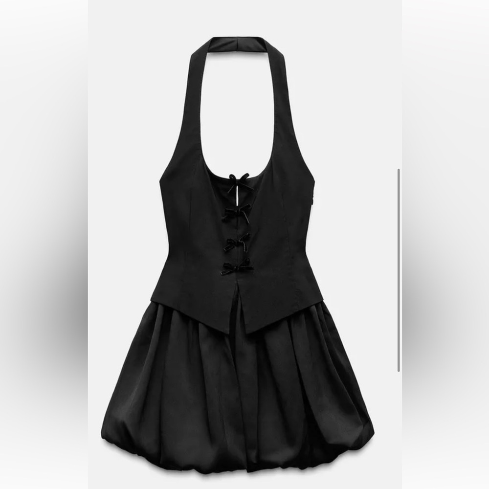 Zara Elegant Black Halter Dress - Picture 3 of 5